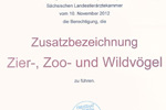 Abschluss der Weiterbildung zur Zusatzbezeichnung Zier-Zoo- und Wildvögel